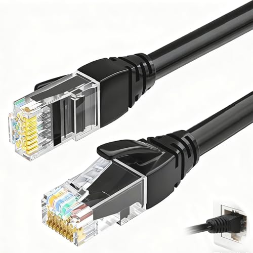 Cat 6 Ethernet Cable 5M Black High Speed Gigabit Network Cord 10Gbps 250Mhz/s RJ45 Internet Lan Wire Lead Patch Cable for Laptop PC TV CCTV Xbox Switch UTP CCA Router Printer Sky Box WiFi Extender