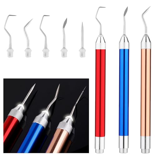 3pcs Outils de Désherbage en Vinyle, Outils de Désherbage pour Vinyle avec Lumière 3 Couleurs Vinyl Weeding Tool avec Épingles et Crochets pour Bricolage Silhouettes Camées