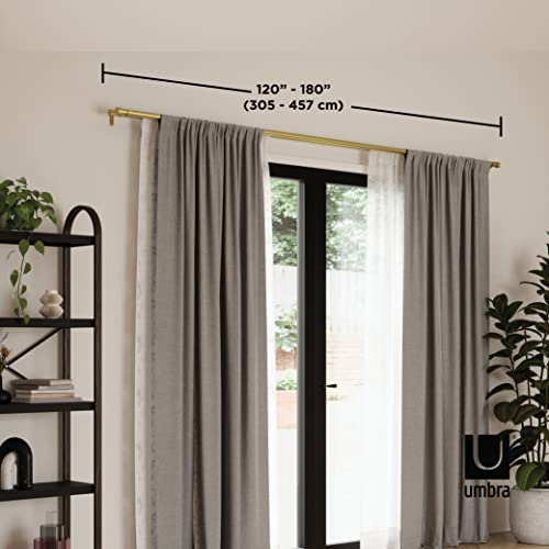 Umbra Cappa Double Curtain Rod, Includes 2 Matching Finials, Brackets & Hardware, 120 to 180-Inch, Gold