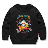 [NCWSDW] ドラえもん 子供服 春秋 スウェット 長袖 クルーネック 男の子 女の子 綿100% キッズ 薄手 カジュアル 小学生 トップス プレゼント ブラック 100CM
