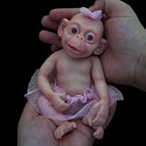 Mire & Mire 7' Micro Preemie Full Body Silicone Monkey Baby Doll Lux Lifelike Mini Reborn Doll Surprice Children Anti-Stress-Pink