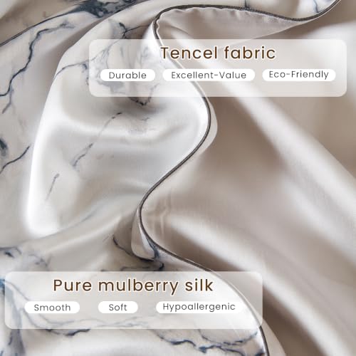 Image of THXSILK Natural Mulberry Silk Pillow Case, Mulberry Silk Pillowcase for Hair and Skin, Hypoallergenic Soft Breathable Pillow Cover with Hidden Zipper, 1pc (Grey Marble, Standard 20 inchx26 inch)