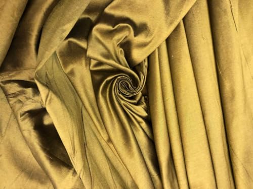 Tissu en soie Dupioni doré noir 137 cm pour rideaux et décoration salon