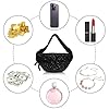Bauchtasche Cord Damen Umhängetasche Cord Modische Glänzende Cords Hüfttasche Freizeit Sport Hüfttaschen Tinte Schwarz Crossbody Bag Gürteltasche mit Schultergurt Einstellbar für Damen, Herren #3