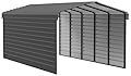 Arrow Carports Galvanized Steel Carport, with 2-Sided Enclosure, Compact Car Metal Carport Kit, 12' x 24' x 9', Charcoal
