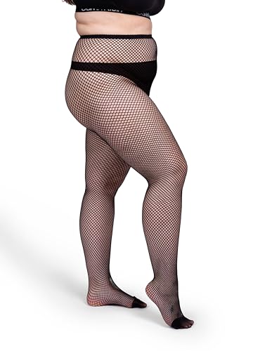 Silky Toes Plus Size Fishnet Stockings No Rip 1- Pk Fishnets High Waisted Tights for Women 1X 2X 3X 4X 5X 6X 7X
