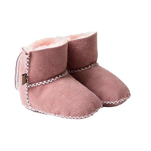 Reissner Lammfelle Engel Baby Booties Modell Paris aus Merino Lammfell mit Fersenverschluss, BB-SCHUH4-ROS-20, Farbe rosa, Schuhgröße 20/21