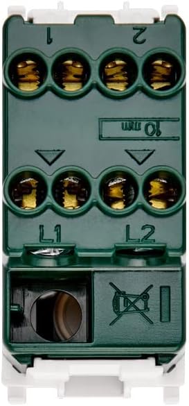 Enrere view of Vimar 14015 switch showing wiring terminals L1, L2, 1, and 2.