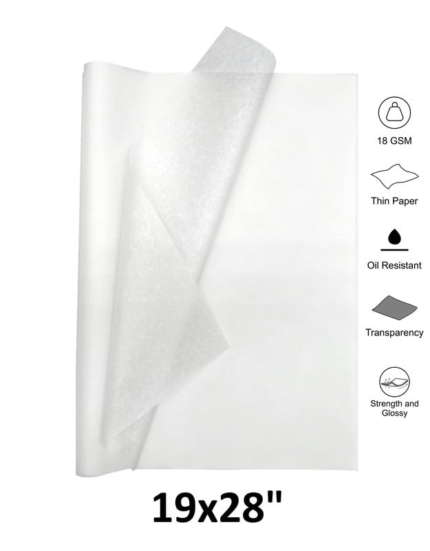 Image of TOWNBUS | 50 Nos of 18 GSM Glassine /Butter Paper Sheets,19 x 28 Inches Paper for Gift Wrapping Cloths,Storage stuffings,Packing of Sweets,Food Products,Arts and Crafts.