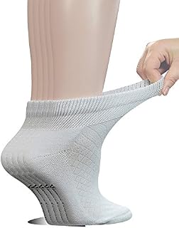Yomandamor 5 Pairs Women's Cotton Ankle Breathable Mesh Diabetic Socks with Seamless Toe,L