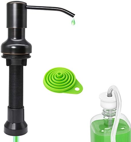 Kitchen Sink Soap Dispenser Oil Rubbed Bronze with 41" Extension Tube Kit and 17 Oz Bottle, Under Sink Countertop Dish Soap Dispenser Pump with Collapsible Funnel