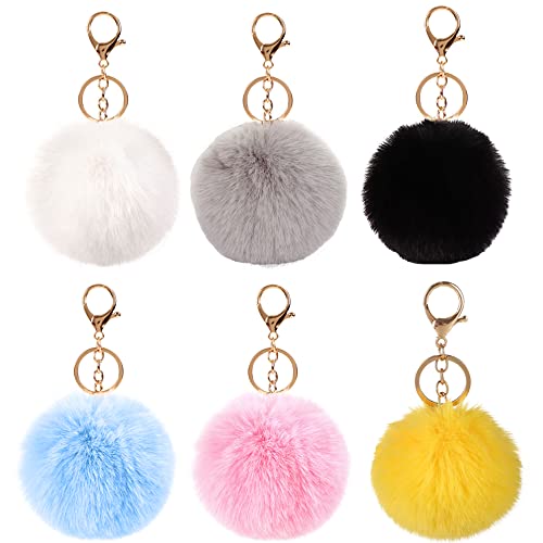Tucireat Pompon Schlüsselanhänger 5 Stück Pompon-Schlüsselanhänger mit Schneeflocke Puschel Schlüsselanhänger Puschel Frauen Schlüsselanhänger Pompom Schlüsselanhänger Plüsch für Handtasche Rucksäcke Cover