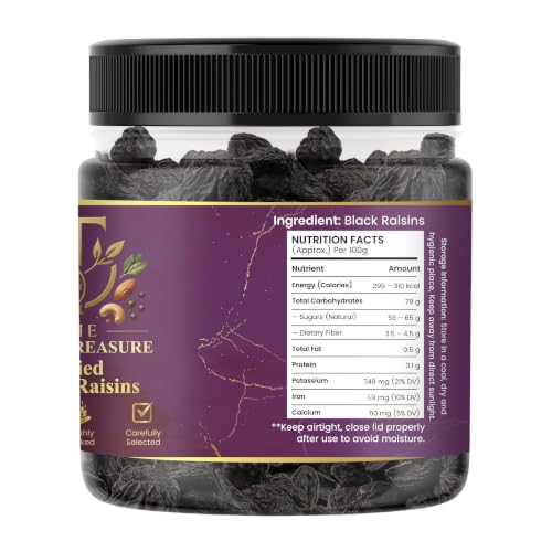 Image of The Taste Treasure Premium Black Raisins 500g | Seedless Kali Kishmish