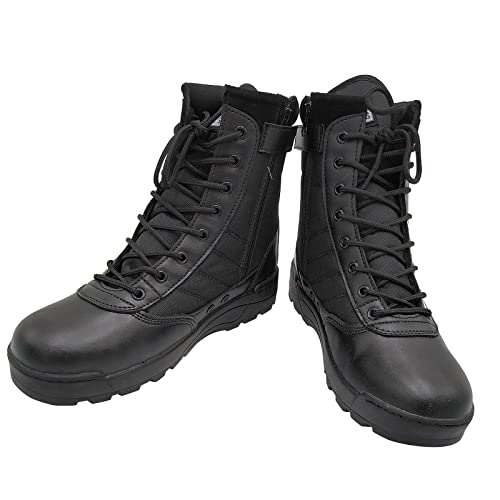 Taktische Militärstiefel Herren Arbeitsstiefel Für Den Außenbereich Seitlicher Reißverschluss Schnürstiefel EinsatzstiefelKampfstiefel Springerstiefel Militär Stiefel mit Reissverschluss