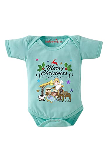 Image of baby wish Baby Christmas Bodysuits Newborn Santa Baby Romper Half Sleeve Unisex Romper Merry Christmas Party With Animal