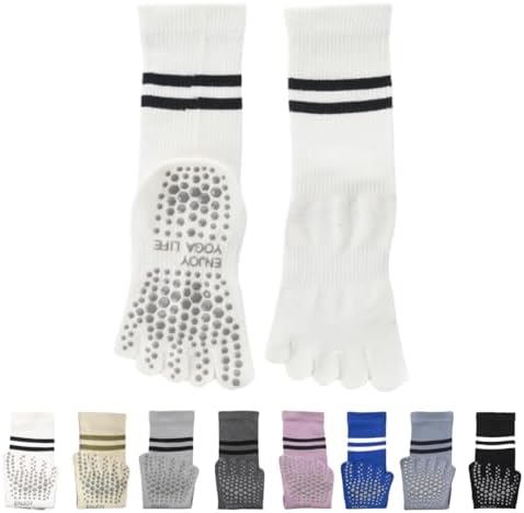 （12:00時点） [UPBEATLIFE] ピラティス 靴下 ヨガソックス ピラティスソックス 5本指ソックス レディース 滑り止め靴下 ロング 保温 吸湿性 通気性 速乾 汗対策 ピラティス ヨガ ダンス スポーツ オールシーズン対応 男女兼用（Aタイプ・1足・ホワイト）