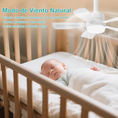 REYLAX Ventilador de Techo con Luz, 50cm E27 LED Lampara Ventilador 2000LM Regulable, 3 Temperaturas de Color, 6 Velocidades, Temporizador, Apto para Dormitorio, Cocina, 5 Aspas, Blanco - imagen 9