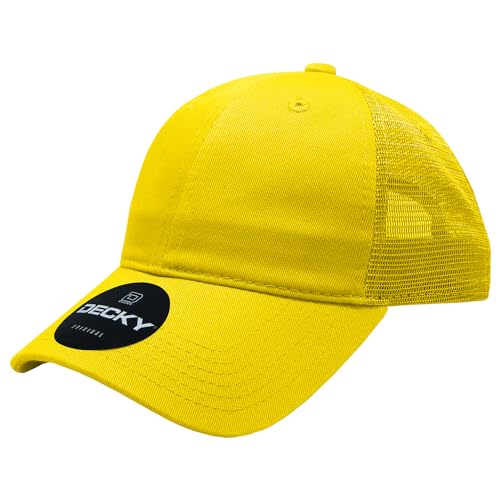 Casquette filet jaune en coton style camionneur décontracté 6 panneaux