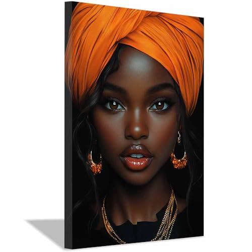 Tableau sur toile foulard orange et bijoux dorés art mural abstrait moderne 30x45cm