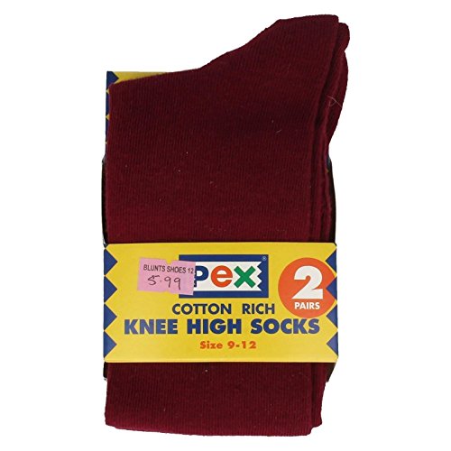 Image of Pex Girls Knee High Socks Burgundy Size 12.5-3.5