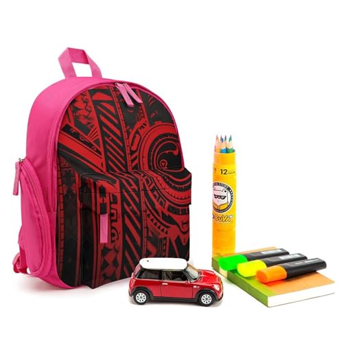 Black And Red Backpack for Men Women, Durable Small Bookbag Lightweight Daypack for Travel, Hiking, Pink-style3