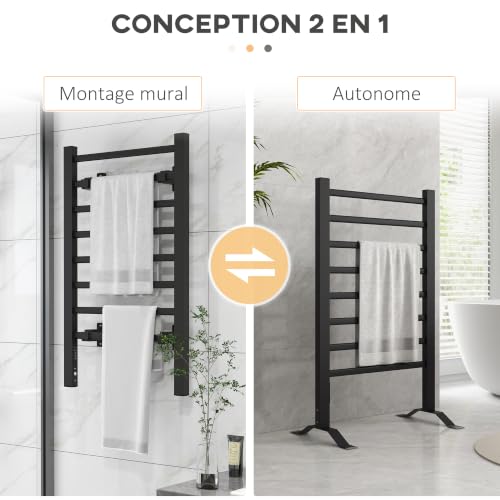 HOMCOM Electric Towel Rail Wall or Floor 53 x 35 x 90 c...