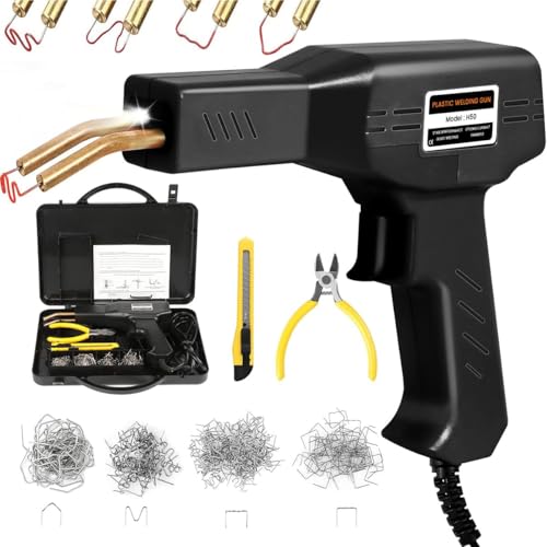 Image of 50W Plastic Welding Machine Kit with 200Pcs 4 Types of Staples, Plastic Welding Car Bumper Crack Repairing Hot Stapler Heating Kit Plastic Machine Gun Car Bumper Repair Kit | 50W Fast Heating for quick plastic welding and crack repairs.
