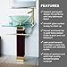 Renovators Supply Manufacturing Bohemia Modern Glass Pedestal Sink Combo Crystal Clear Tempered Glass Countertop Bathroom Vanity Vessel Sink, Gold Plated Faucet, Drain, Towel Bar and Wood Pedestal