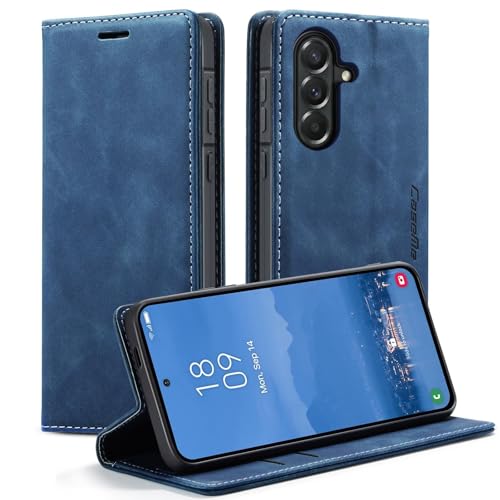 KZB Handyhülle für Samsung Galaxy A57 5G Hülle Premium Leder Klappbar Tasche Flip Case Magnet Kartenfach Standfunktion Klapphülle Schutzhülle für Samsung Galaxy A57 - Blau