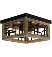 JWLUYN Farmhouse Flush Mount Ceiling Light, 2-Lights Farmhouse Ceiling Light Fixture with E26 Bas...