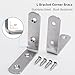 YUMORE L Bracket Corner Brace, 6Pcs 65x65mm Joint Right Angle Brackets Heavy Duty Stainless Steel 90 Degree Bracket Fastener for Wood Shelves Chair Tables Dressers Furniture with Screws