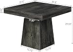 LITTLE TREE Table à manger carrée de 31.5 pouces, petite table de cuisine pour 4 Personnes, Agritourisme Table à dîner avec base de piédestal solide pour le restaurant, Salle à manger, Salon, Gris