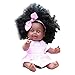 dangyin Bambola Africana, Bambola Africana in Pelle Nera, Bambola Reborn da 35 Cm / 13,8 Pollici, Bambola Lavabile in Silicone di Simulazione, Regalo per Bambini