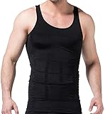 Mens Muscle Compression Tank Top, Black Compression Shirt, Large