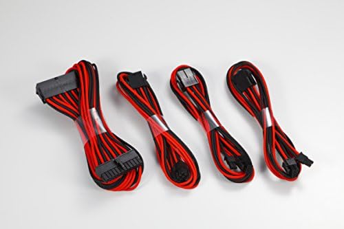 Phanteks 24 Pin/ 8pin (4+4) M/B, 8pin (6+2) PCI-E Extension Cable Kit 500mm Length, Black/Red (PH-CB-CMBO_BR)