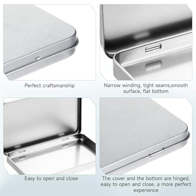 2 Pcs Metal Tin Box with Lid Metal Rectangular Tins Empty Hinged Box Containers Tins for Watercolor Jewelry Pen Eraser Candy Craft 7 x 4.25 x 0.59''