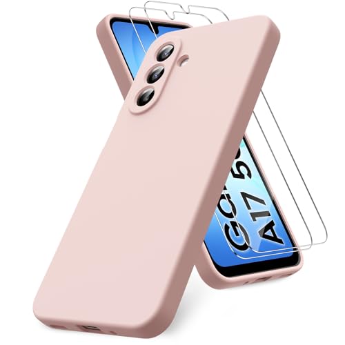 Vansdon Handyhülle kompatibel mit Samsung Galaxy A37 5G Hülle, 2 Stück Panzer Schutz Glas, weiche TPU Flüssigsilikonhülle, stoßfestem Gummi Silikongel Fall-Taupe
