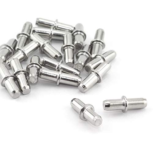 Image of 20pcs 5x20mm Shelf Supports Pegs Studs Nickel Plated Finish Adjustable Shelves Bracket Holder Furniture Hardware Cupboard Cabinet Wardrobe Shelf Pins