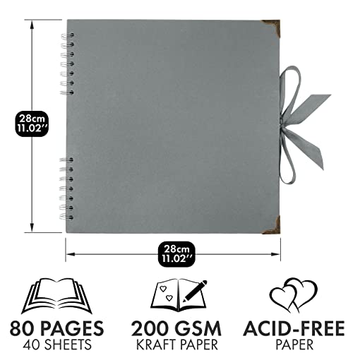 image for Bstorify Square Scrapbook Photo Albums 80 Pages (11 x 11 Inch) Grey Th