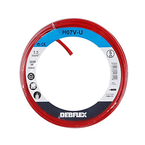 Bobinot de câble - Bobine de fils électrique - Câble électrique - Couronne de câble - Bobinot Câble Rigide 5 mètres HO7V-U 2,5 mm ² - Rouge - 111314 Debflex