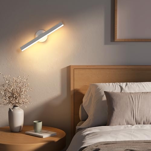 Riserva LED Badezimmer Spiegelleuchte 12W, 300° Drehbar LED Spiegellampe, Wandlampe Innen 3000K Warmweiß,Eisen Wandlicht Weiß Wandleuchte für Schlafzimmer, Wohnzimmer, Flur, Schminktisch Schrank