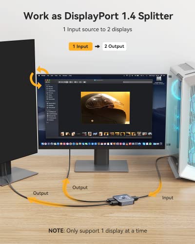 Vilcome Displayport Switch 8K Splitter, Plug & Play, One-Button Switching, Bidirectional Display Port Switcher Box 2 In 1 Out/1 In 2 Out, 8K@30Hz, 4K@120Hz, 2K@144Hz For Pc Host Monitor Laptop Etc #TOP2