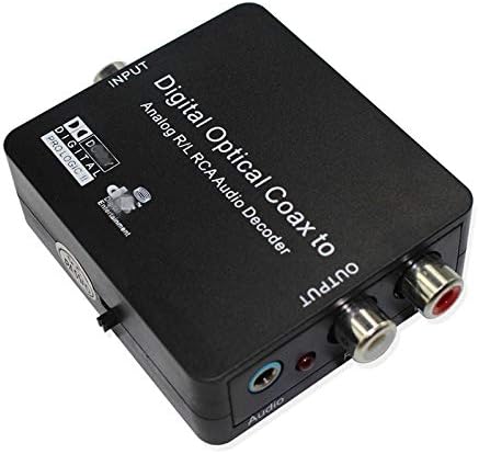 Digital to Analog Converter Digital SPDIF Toslink to Analog Stereo Audio L/R Converter Adapter SupportDTS D2A,DTS Audio Decoder with Optical Cable and US Power Adapter