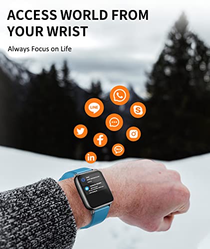 Ancwear Smart Watch, 1.69" Touch Screen Fitness Watch With Pedometer, Blood Pressure And Heart Rate Monitor, Ip68 Waterproof Smartwatch For Men Women, Compatible Android Iphone Smartphone (Blue) #TOP6