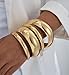 Chunky Gold Bangle Bracelets for Women, Dainty 14k Gold Plated Big Stackable Bangles Set, Trendy Cuff Bracelet Stack Fashion Jewelry Gifts (4 pcs chunky gold bangles)