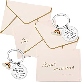 VEGCOO 2 Sets Leaving Gifts for Colleagues, Funny Gifts for Women Retirement Gifts Good Luck Gifts Rainbow Keyrings for Women Thank You Gift May You Be Proud Keyrings Best Wishes Cards with Envelopes