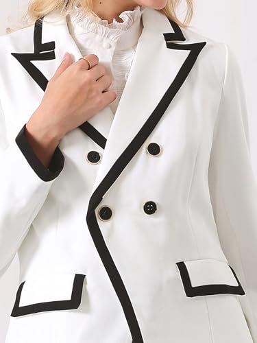 Women's Double Breasted Blazer Panel Trim Long Sleeve Work Suit Blazers Jacket4