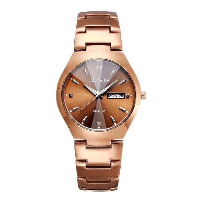 Łσver's Watch Fashion WLISTHs Brand Men Watch Tungsten Steel Lovers Rose Women Couple Chinese-english Calendar Quartz Clock Waterproof Watch