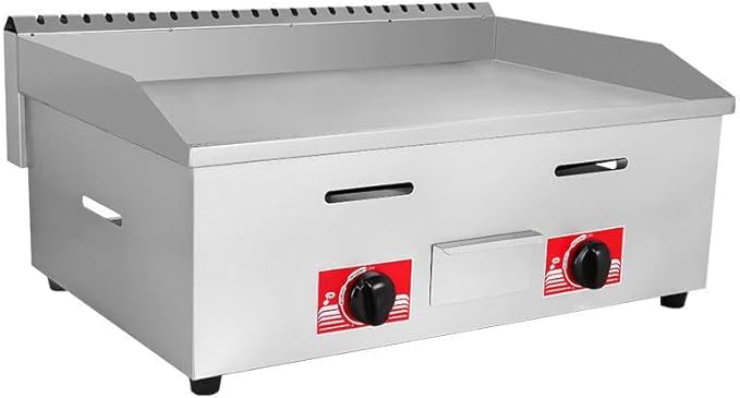 Plancha comercial de acero inoxidable con parte superior plana con calor rápido y doble control para cocinar en la encimera