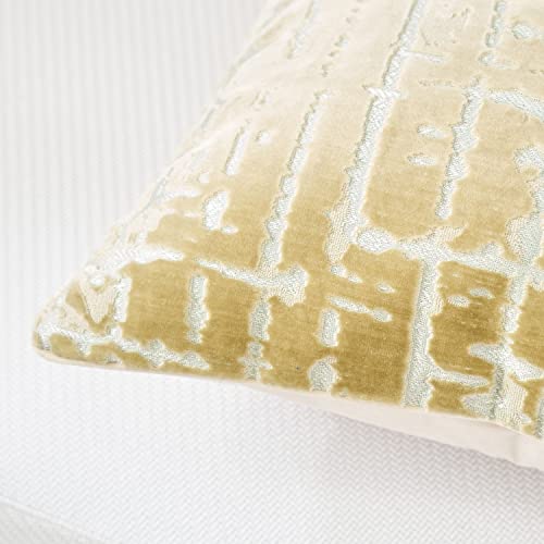 Alerfa 18 X 18 Inch Square Geometrical Plaid Striped Embroidery Cut Velvet Cushion Case Luxury Modern Throw Pillow Cover Decorative Pillow For Couch Sofa Living Room Bedroom Car, Beige #TOP2